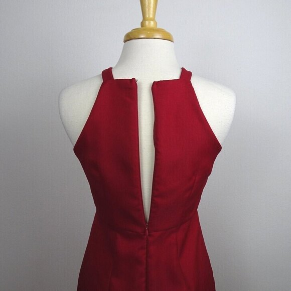 Lulu's Twist Halter Skater Mini Dress Sleeveless Cocktail Party Prom Maroon M - Picture 6 of 12